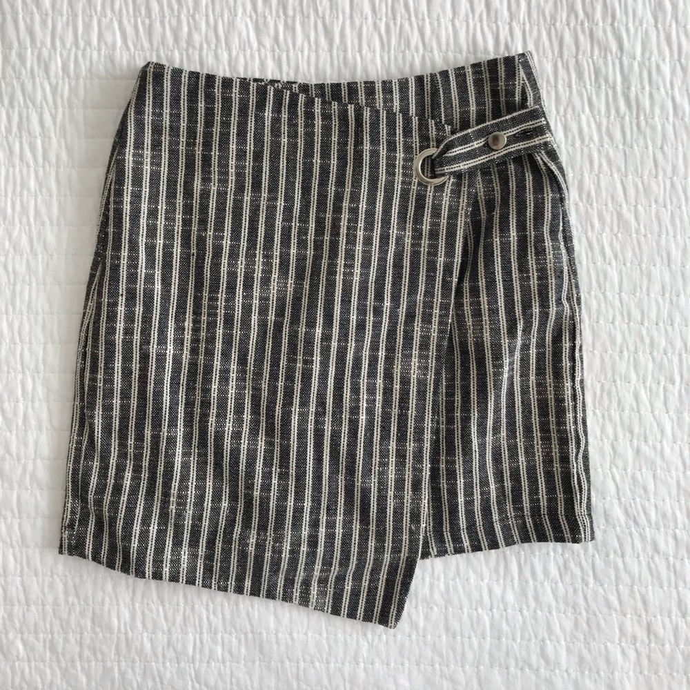 Cream and black Asymmetrical Faux wrap skirt